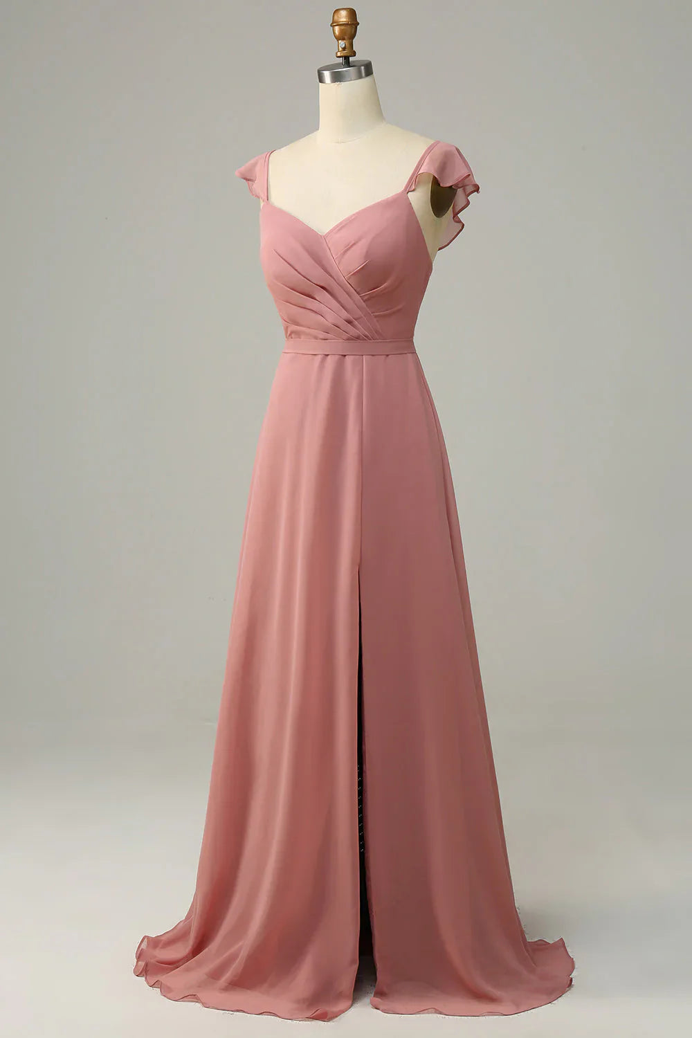 A Line Long Bridesmaid Dress With Slit
