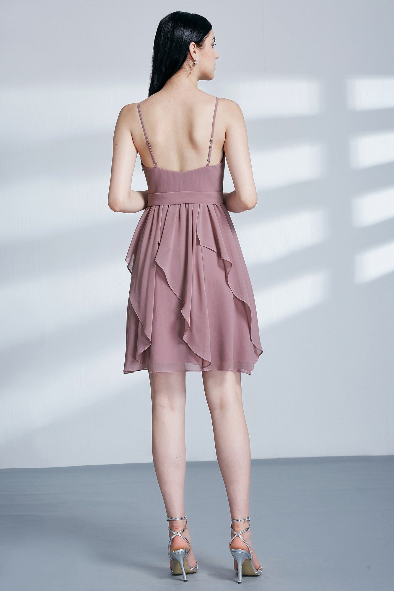 A Line Spaghetti Straps V neck Bridesmaid Dresses