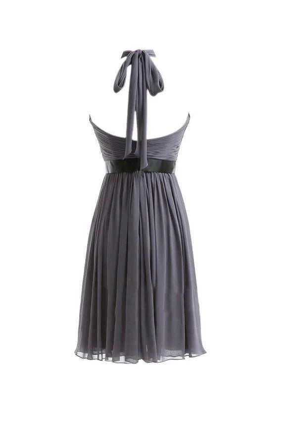 A-line Chiffon Halter Ruched Low Bridesmaid Dresses