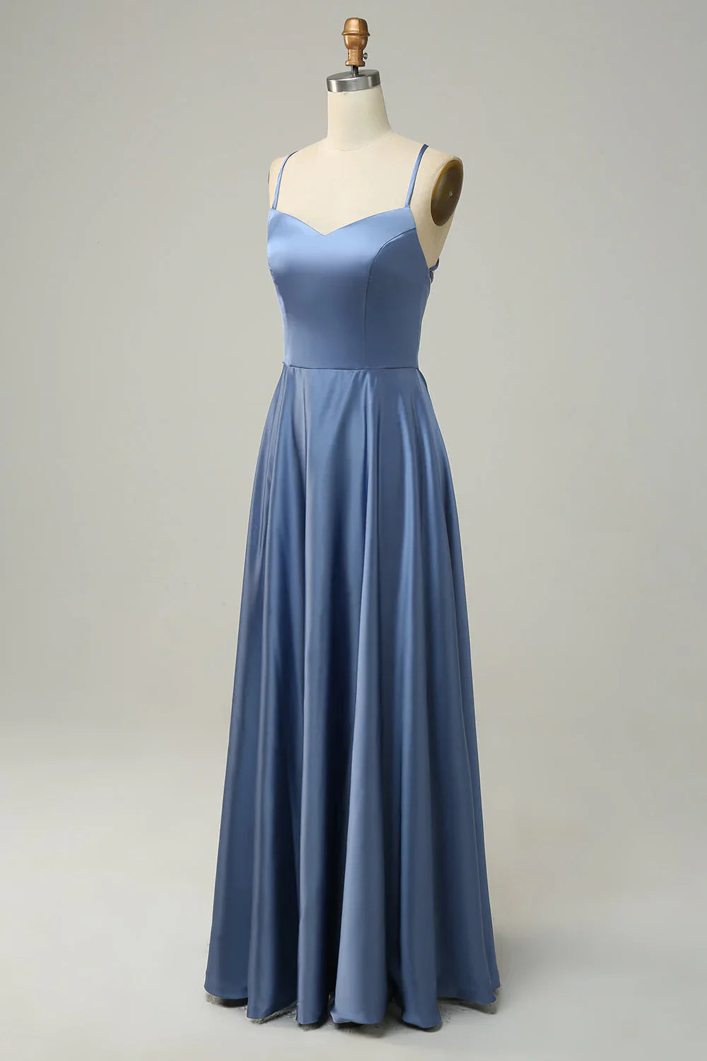 A Line Halter Long Bridesmaid Dress