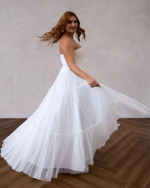 A Line V Neck Chiffon Long Wedding Dresses with Sweep Train Off Shoulder Sexy