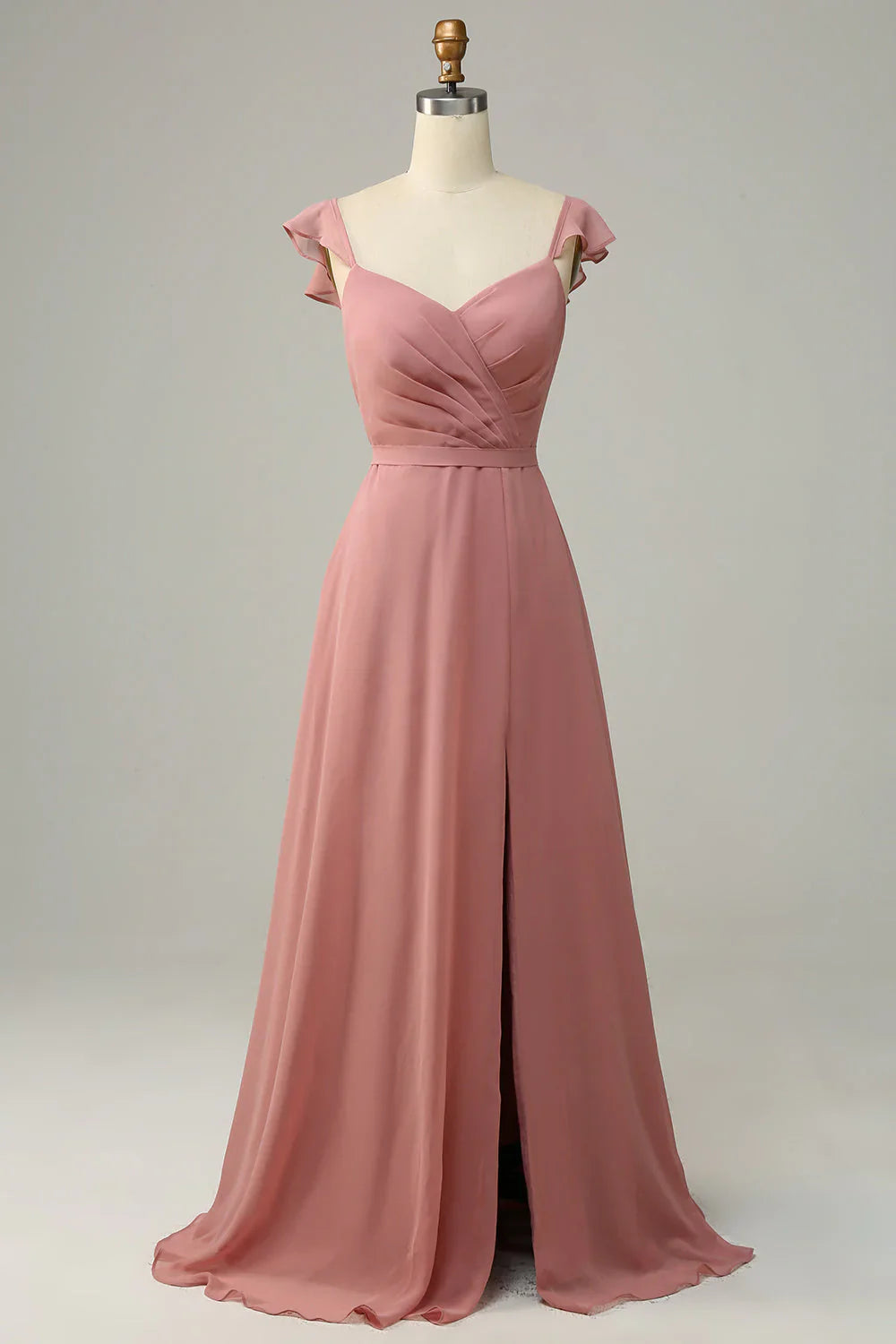 A Line Long Bridesmaid Dress With Slit