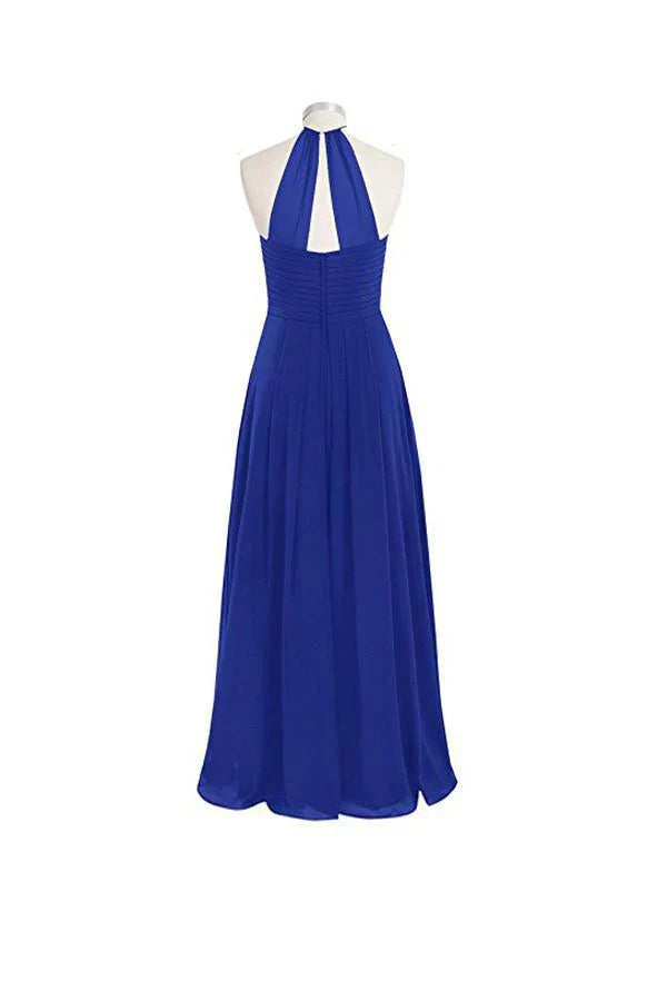 A-line back Long Chiffon Halter Bridesmaid Dresses