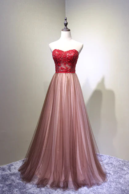 A unique/beautiful burgundy chiffon ball dress with decal crystal sequins and sleeveless evening dress