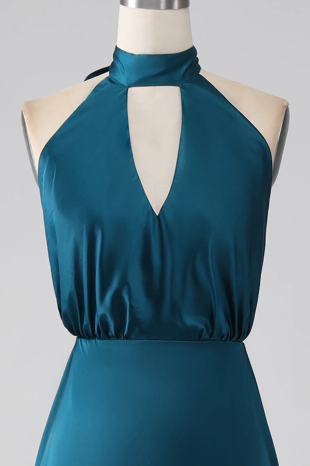 A-Line Halter Neck Long Bridesmaid Dress With Slit