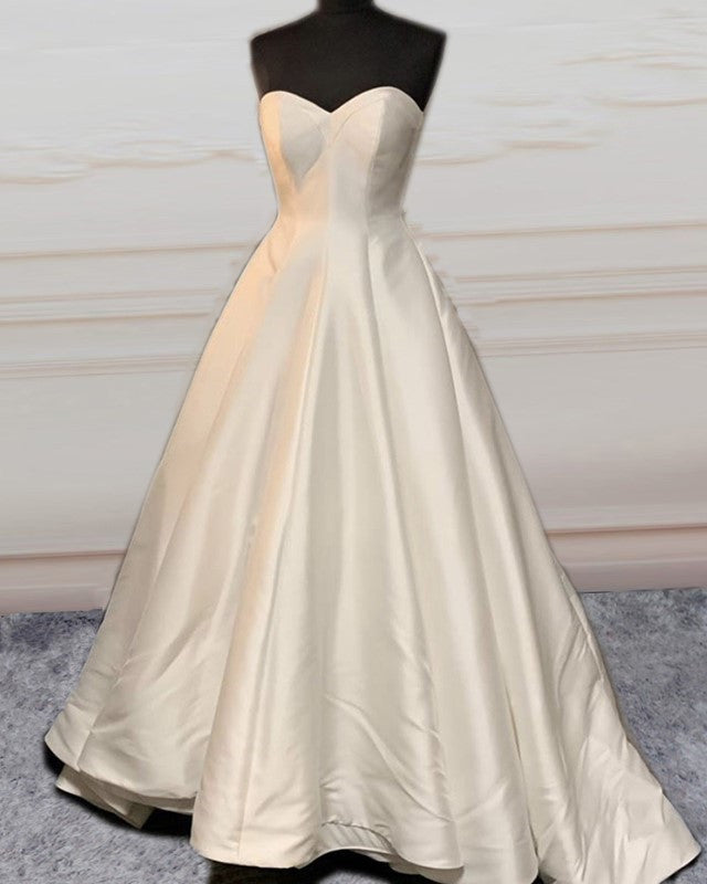 A Line Satin Sleeveless Wedding Dress