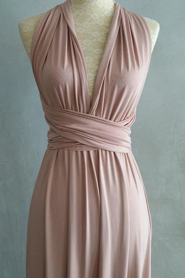 A-line Floor-Length Straps Bridesmaid Dress