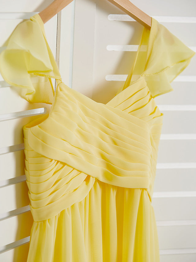 A-Line Chiffon Junior Bridesmaid Dress with Ruffles & Ruching