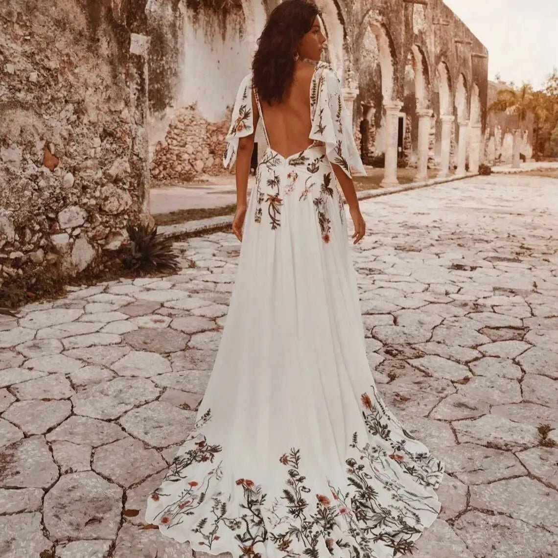 A-Line Flower Appliqued Majesty Wedding Dress