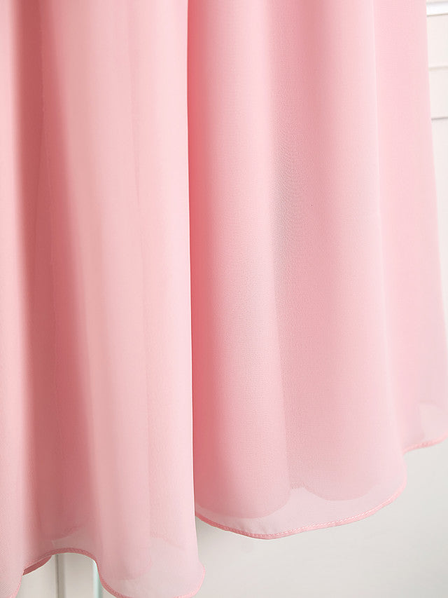 A-Line High Neck Floor Length Chiffon Junior Flower Girl Dress with Ruffles Ruching