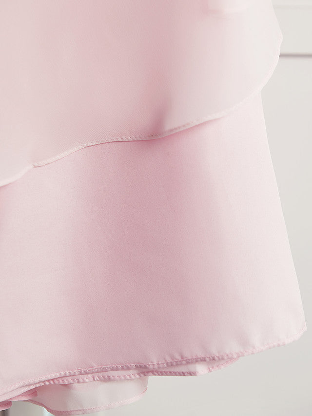 A-Line Jewel Half Sleeves Dress with Ruffles for Flower Girls