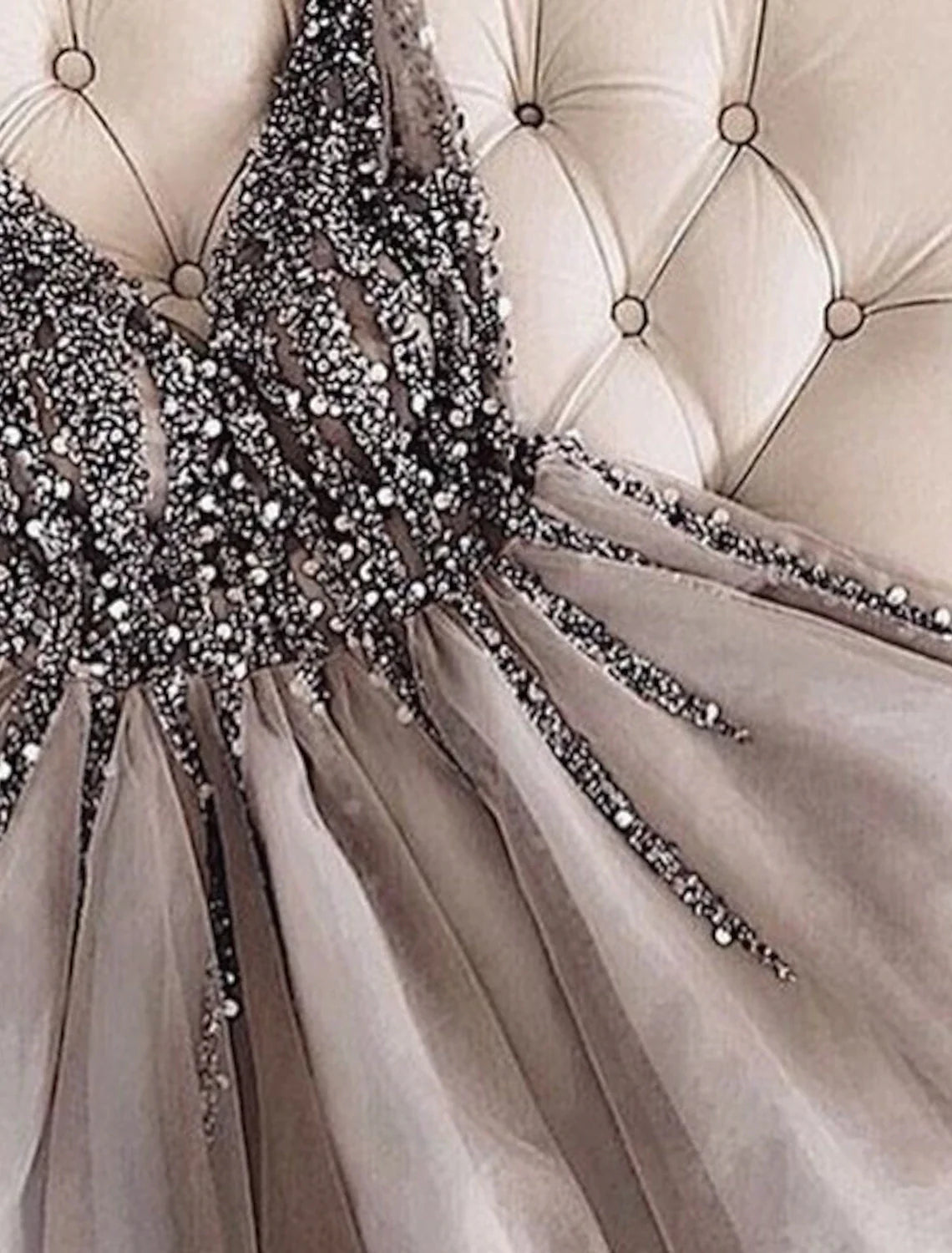 A-Line Homecoming Dresses Sparkle & Shine Dress Party Wear Birthday Short / Mini Sleeveless V Neck Tulle with Glitter