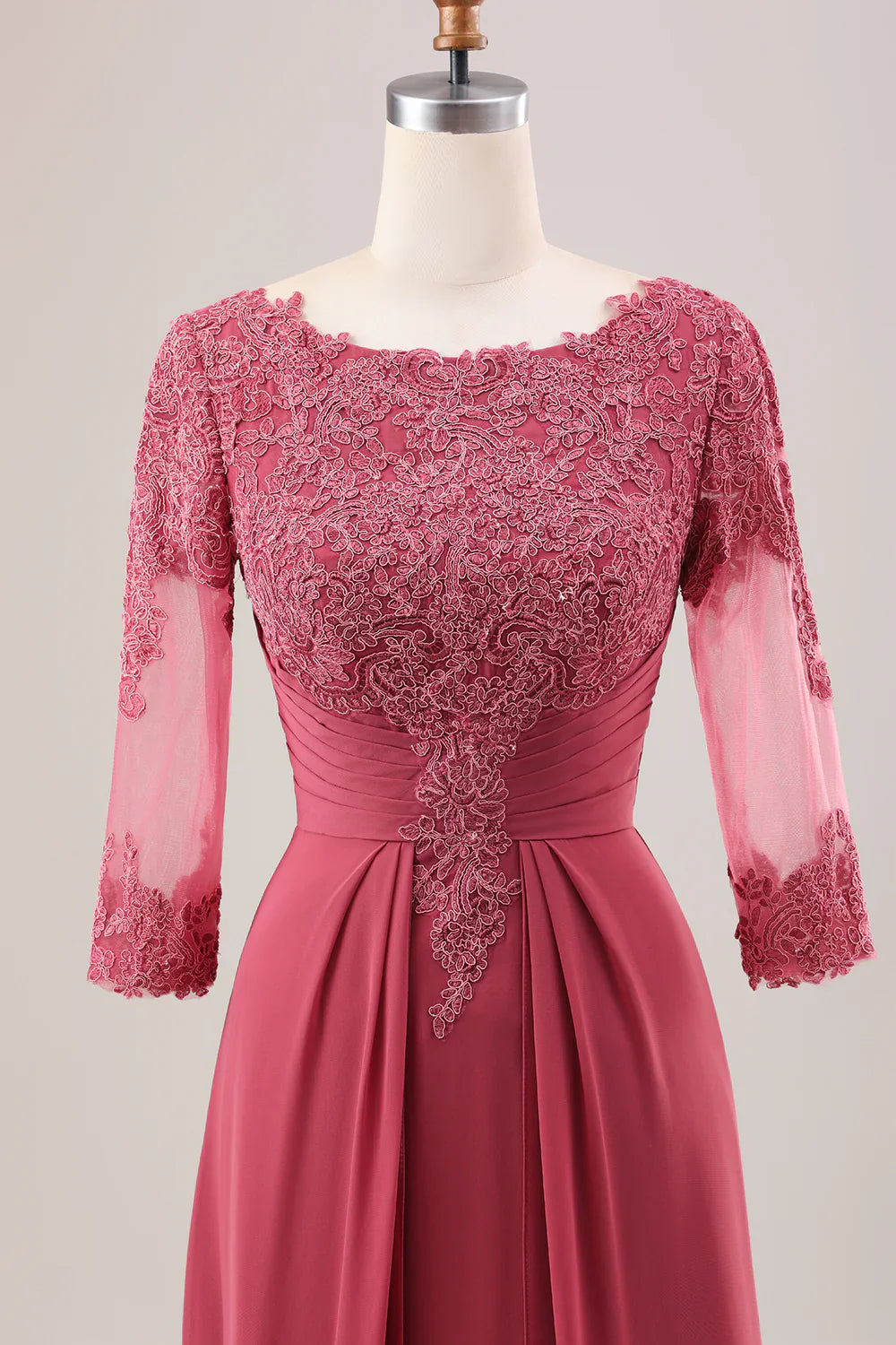 A Line Scoop Neck Chiffon Mother of Bride Dress with Appliques