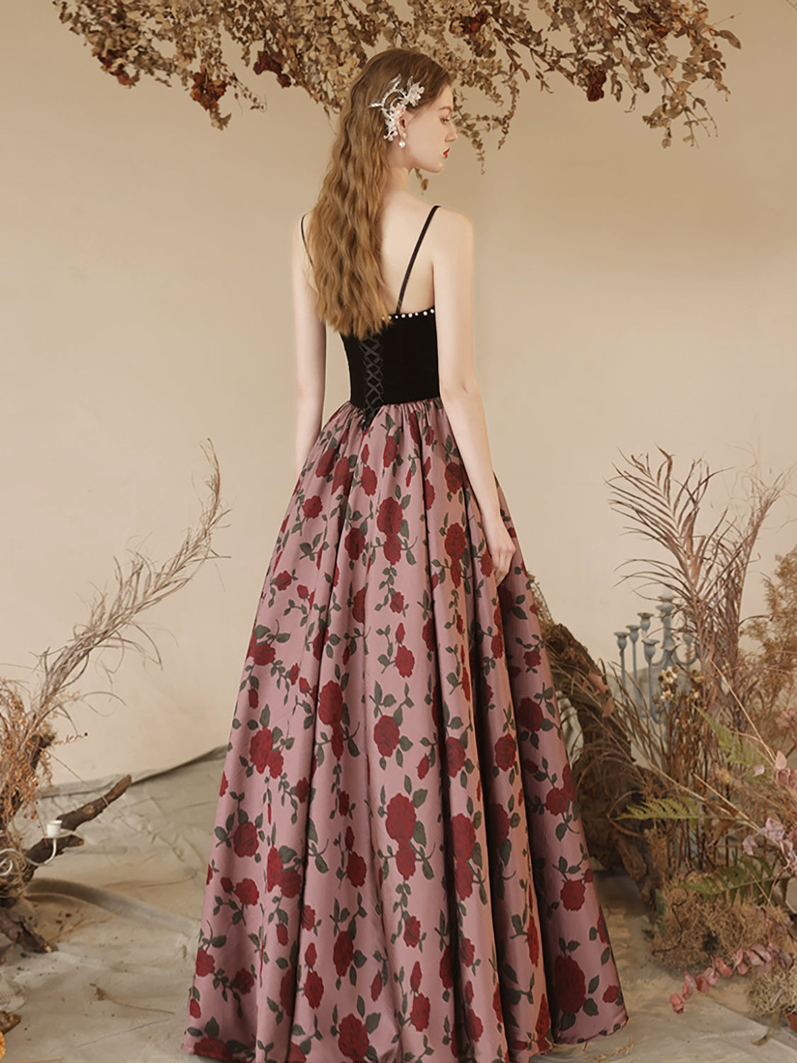 A-Line Black Velvet Satin Long Prom Dress, Black Long Formal Dress