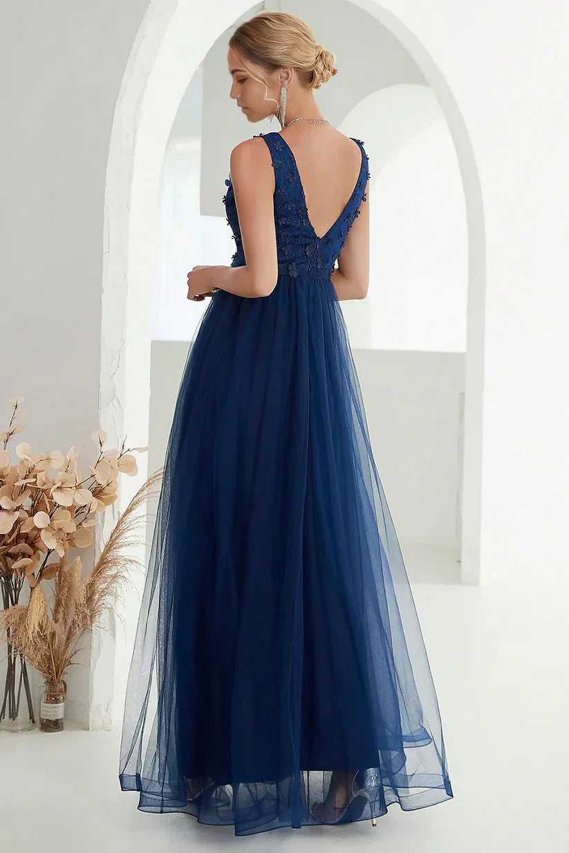 A Line Tulle Long Formal Dress Mother of the Bride Dresses With Slit