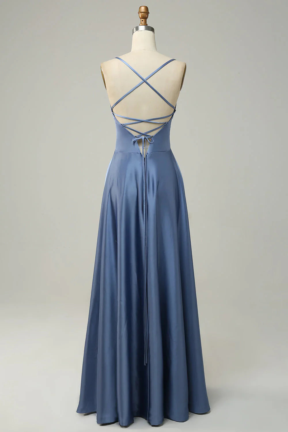 A Line Halter Long Bridesmaid Dress