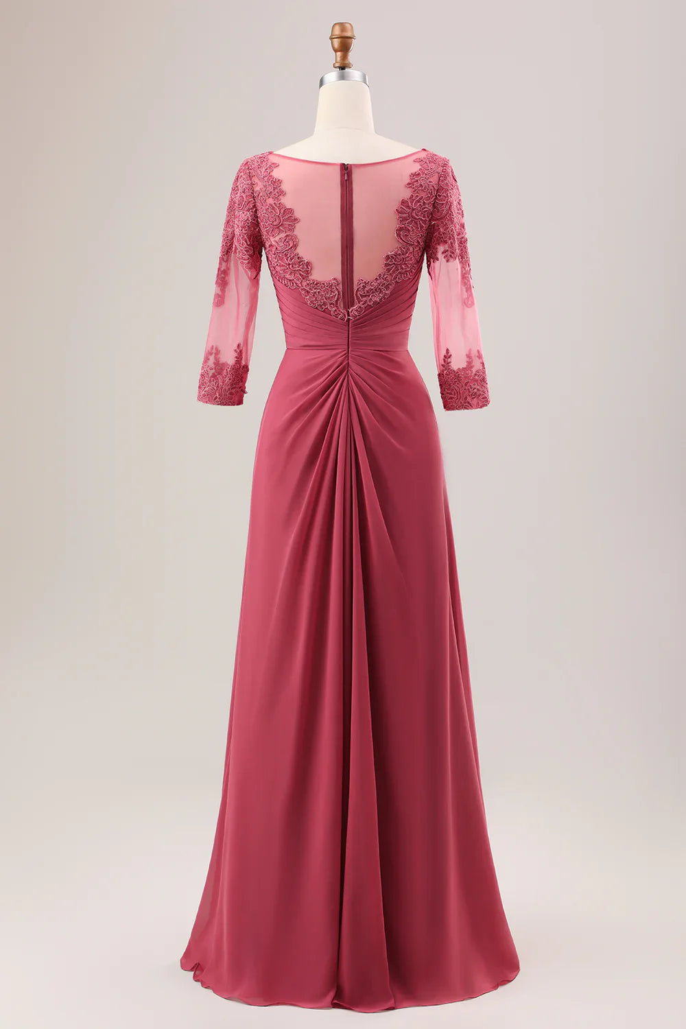 A Line Scoop Neck Chiffon Mother of Bride Dress with Appliques