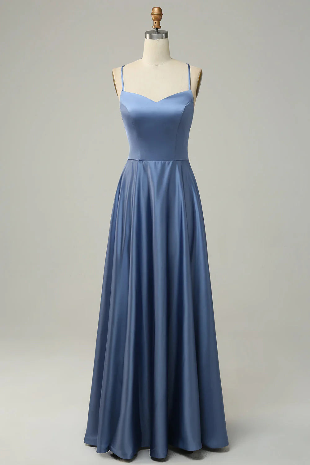 A Line Halter Long Bridesmaid Dress