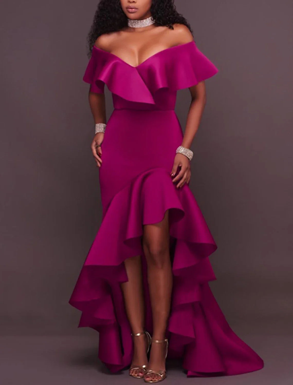 A-Line Evening Gown Minimalist Dress Wedding Guest Homecoming Asymmetrical Sleeveless Off Shoulder  Satin with Ruffles Slit