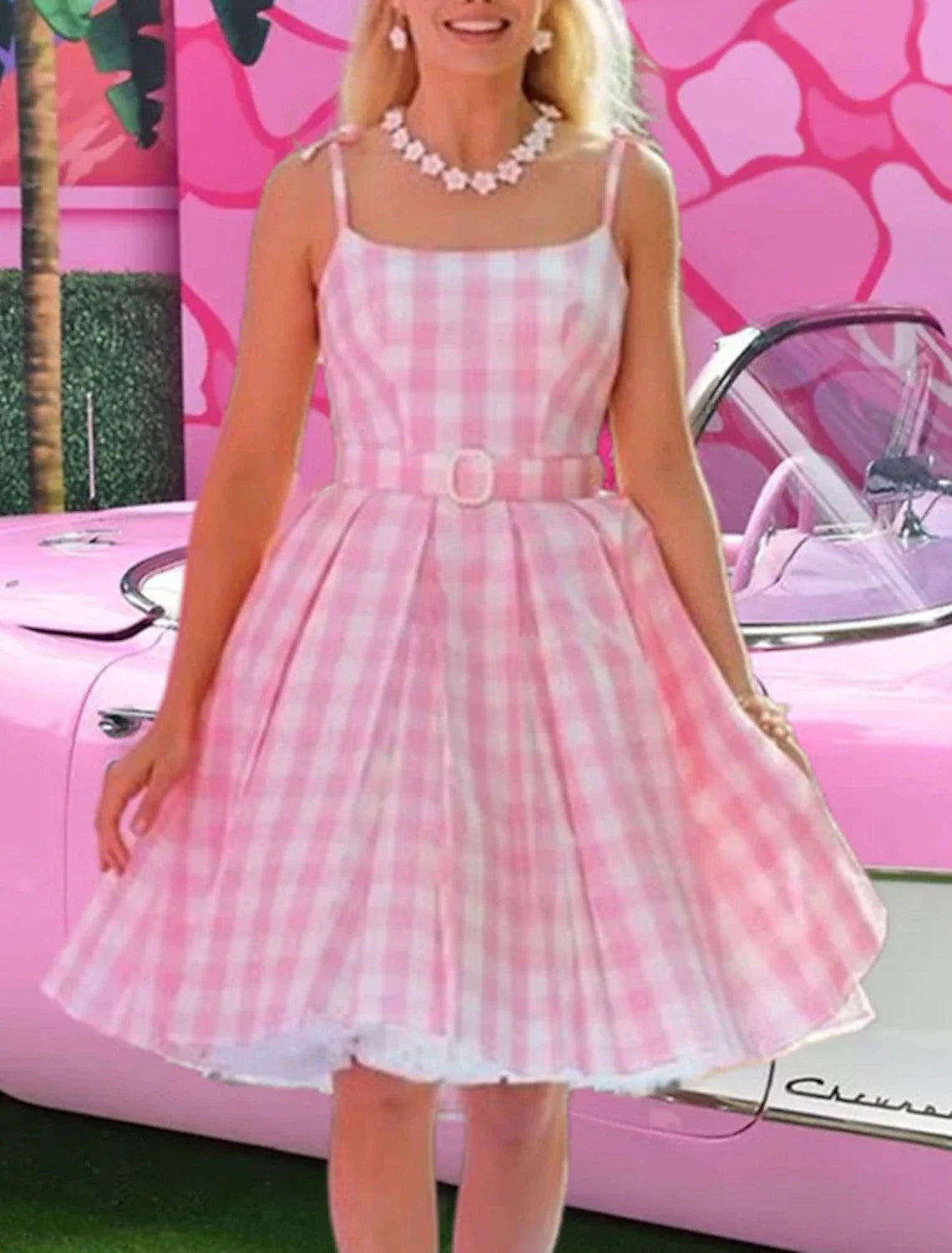 A-Line Cocktail Dresses 1950s Dress Wedding Guest Homecoming Knee Length Sleeveless Spaghetti Strap Belt / Sash Polyester with Pleats