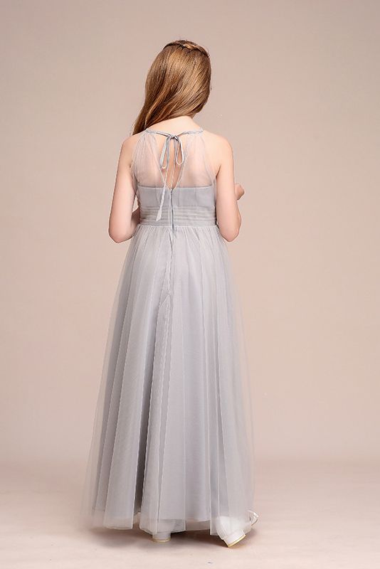 Latest Illussion Neck Flower Girl Dress in Tulle