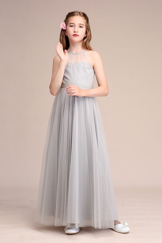 Latest Illussion Neck Flower Girl Dress in Tulle