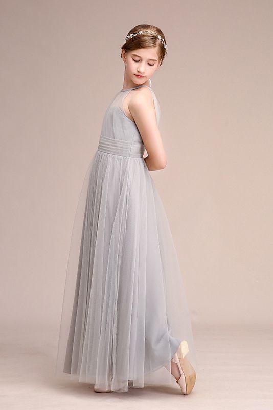 Latest Illussion Neck Flower Girl Dress in Tulle