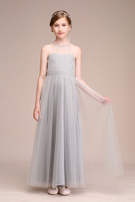 Latest Illussion Neck Flower Girl Dress in Tulle