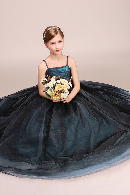 Latest Spaghetti Strap Flower Girl Dress in Tulle