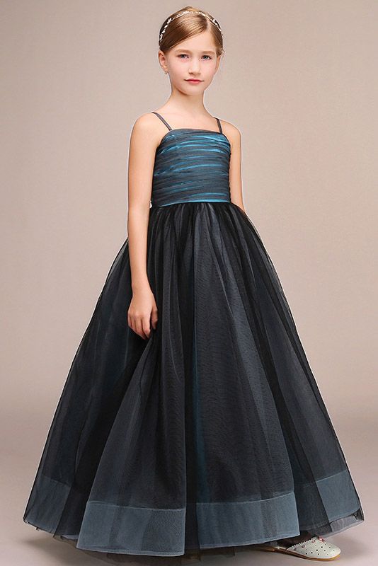 Latest Spaghetti Strap Flower Girl Dress in Tulle