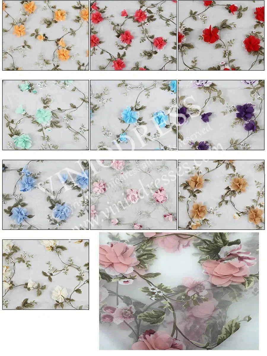 3D Floral Prom Dresses for Teens V-neck Flower Blossom Ball Gowns FD1685