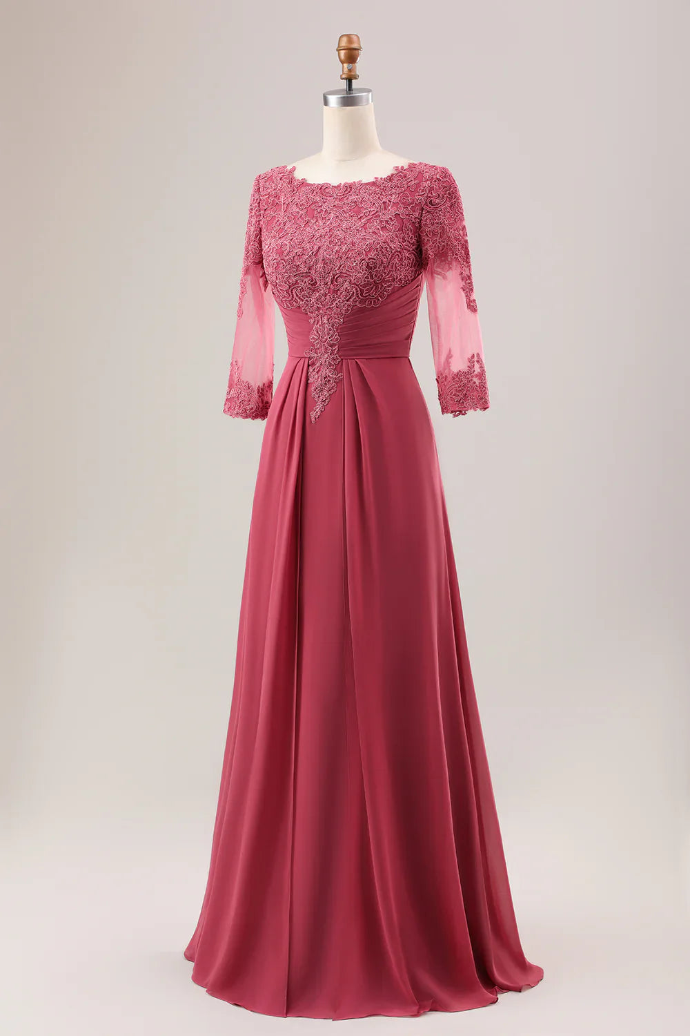 A Line Scoop Neck Chiffon Mother of Bride Dress with Appliques