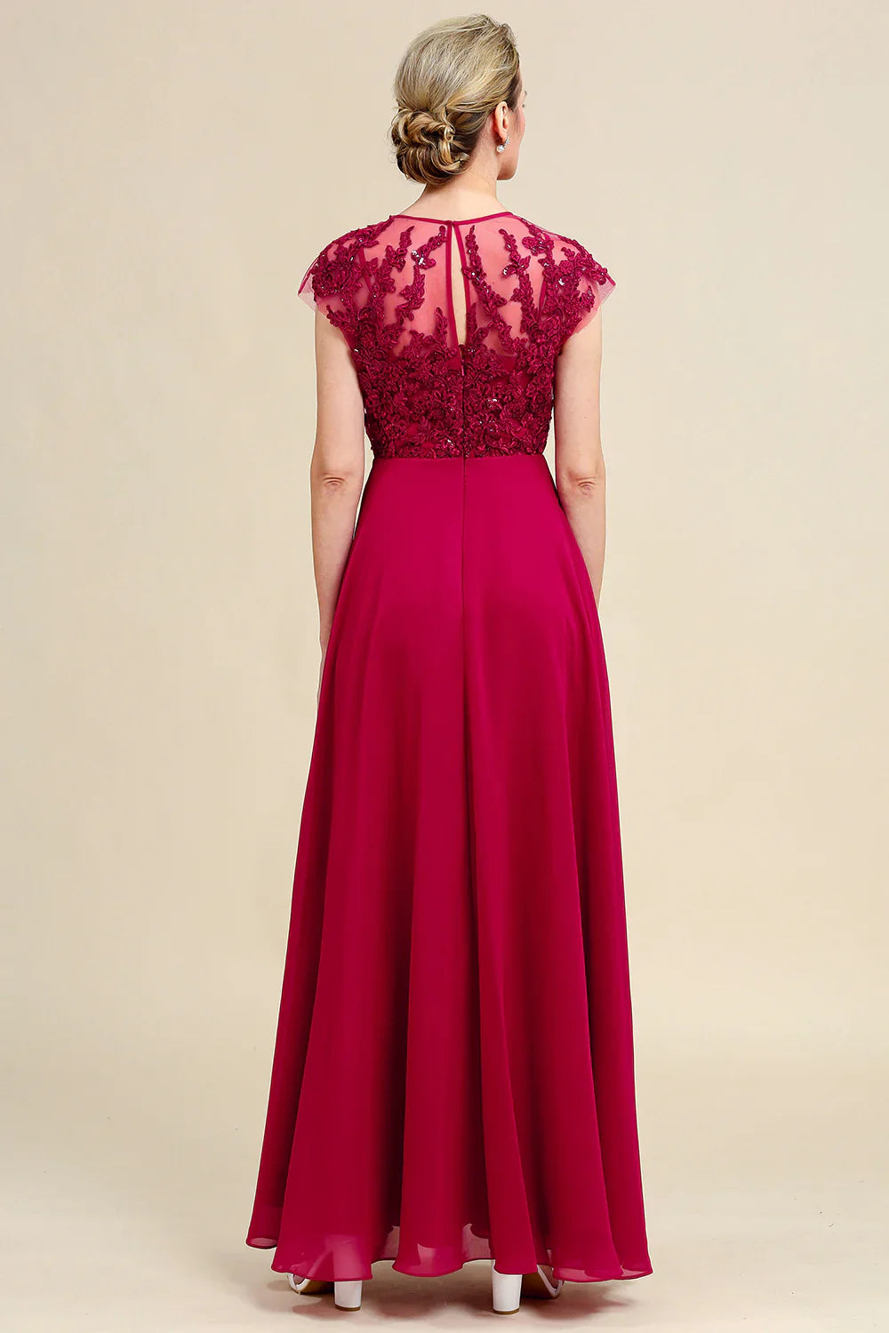 A-Line Chiffon Mother of the Bride Dress with Lace