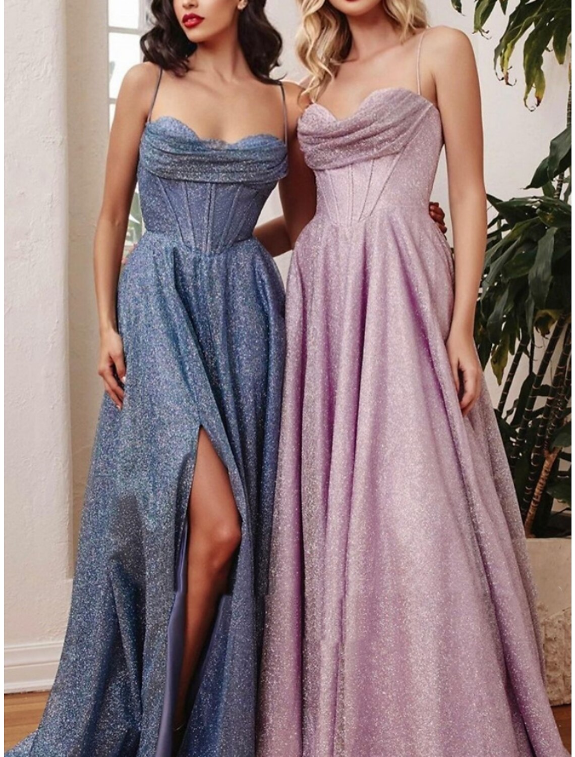 A-Line Evening Gown Elegant Dress Formal Court Train Sleeveless Spaghetti Strap Sequined with Glitter Pleats Ruched 2025