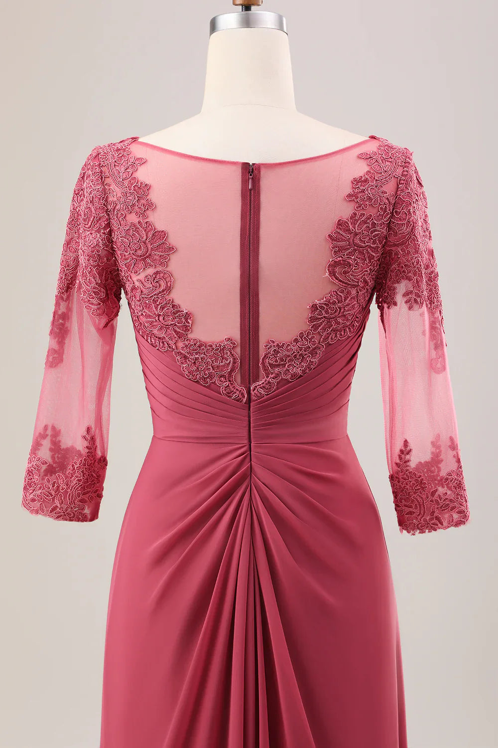 A Line Scoop Neck Chiffon Mother of Bride Dress with Appliques