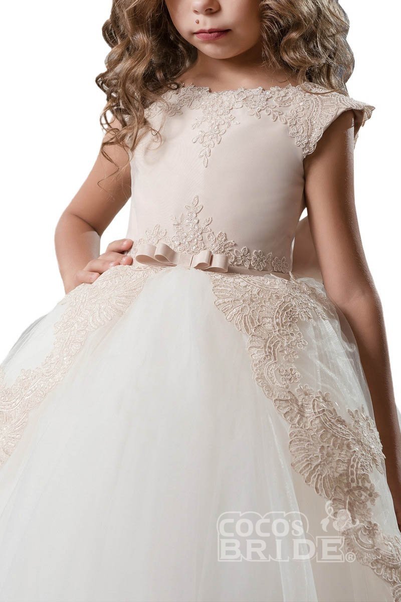 Scoop Neck Flower Girls Dress with Criss-Cross Straps