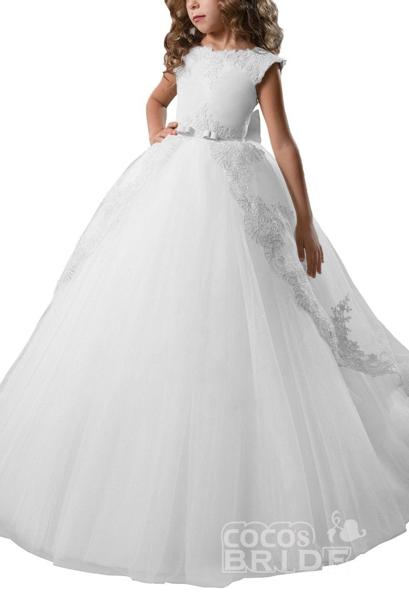 Scoop Neck Flower Girls Dress with Criss-Cross Straps