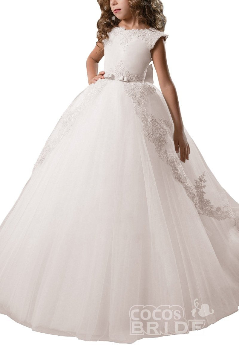 Scoop Neck Flower Girls Dress with Criss-Cross Straps