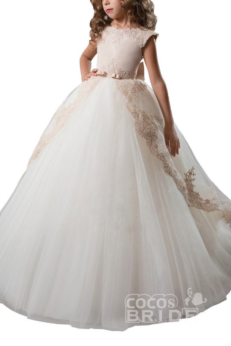 Scoop Neck Flower Girls Dress with Criss-Cross Straps