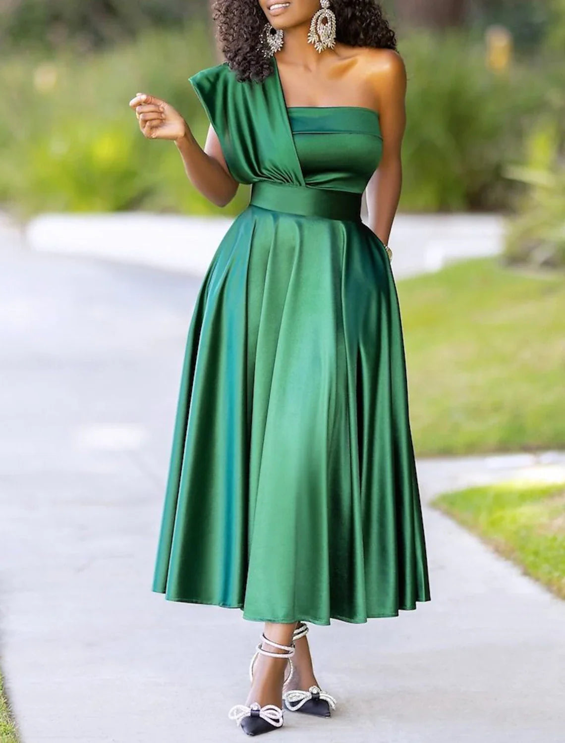 A-Line Cocktail Dresses Plus Size Dress Wedding Guest Party Wear Ankle Length Sleeveless One Shoulder Charmeuse with Pleats 2025