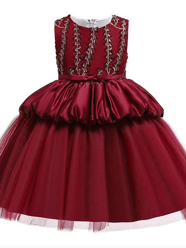 Sleeveless Jewel Neck Ball Gown Pageant Dress for Flower Girl With Beading Appliques