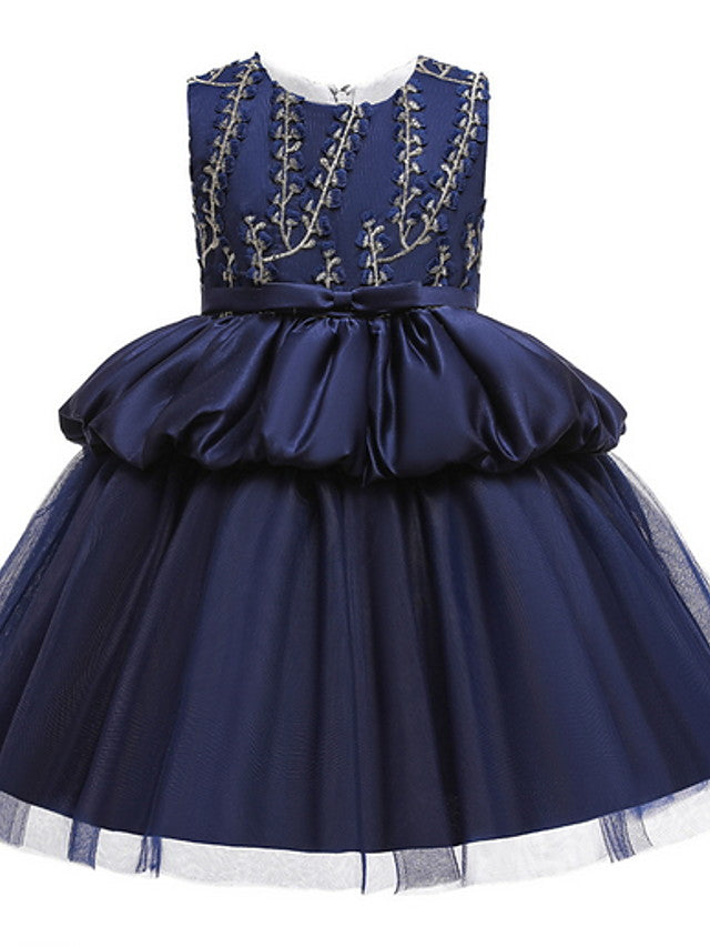 Sleeveless Jewel Neck Ball Gown Pageant Dress for Flower Girl With Beading Appliques