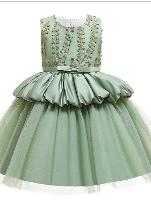 Sleeveless Jewel Neck Ball Gown Pageant Dress for Flower Girl With Beading Appliques