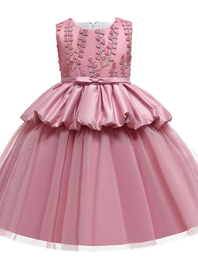 Sleeveless Jewel Neck Ball Gown Pageant Dress for Flower Girl With Beading Appliques
