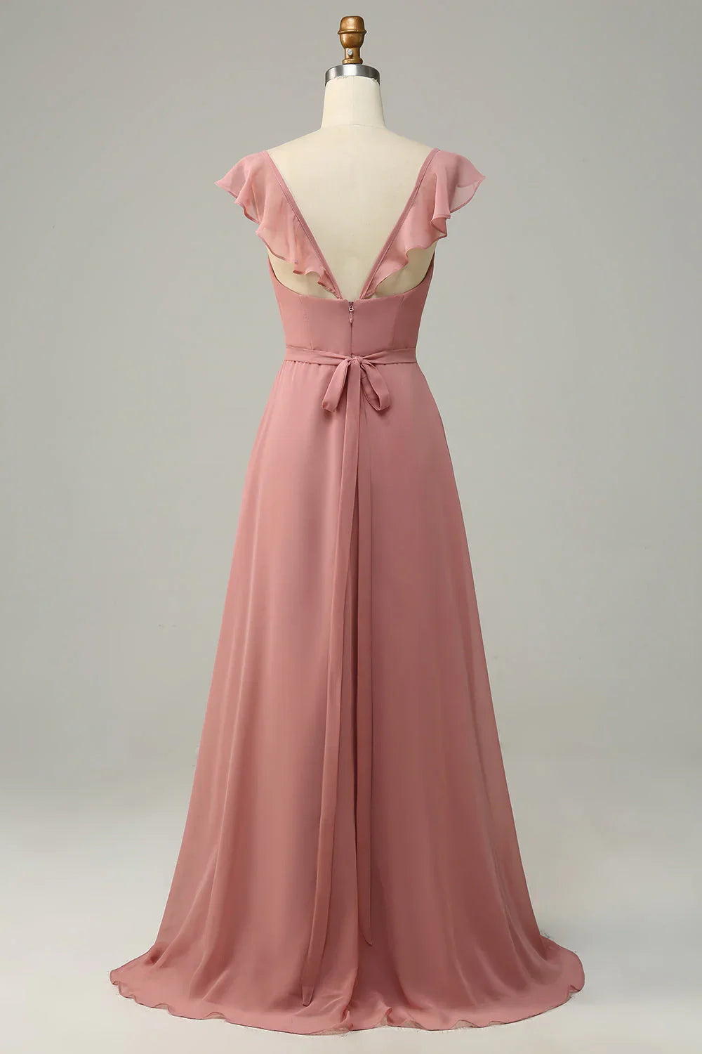 A Line Long Bridesmaid Dress With Slit
