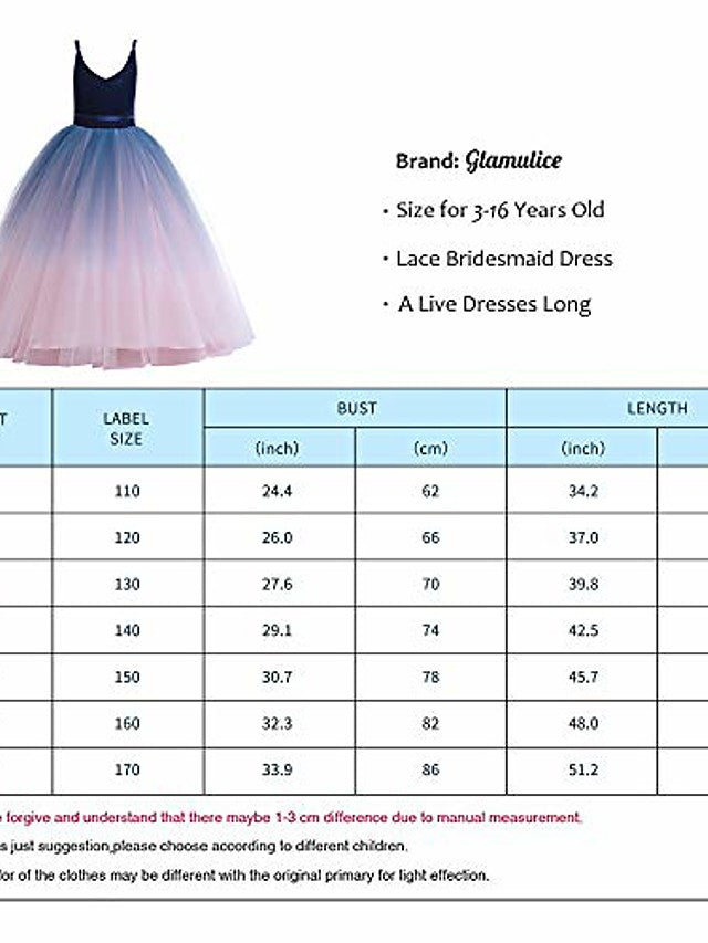 V Neck A Line Flower Girl Dress with Ombre Tulle and Lace