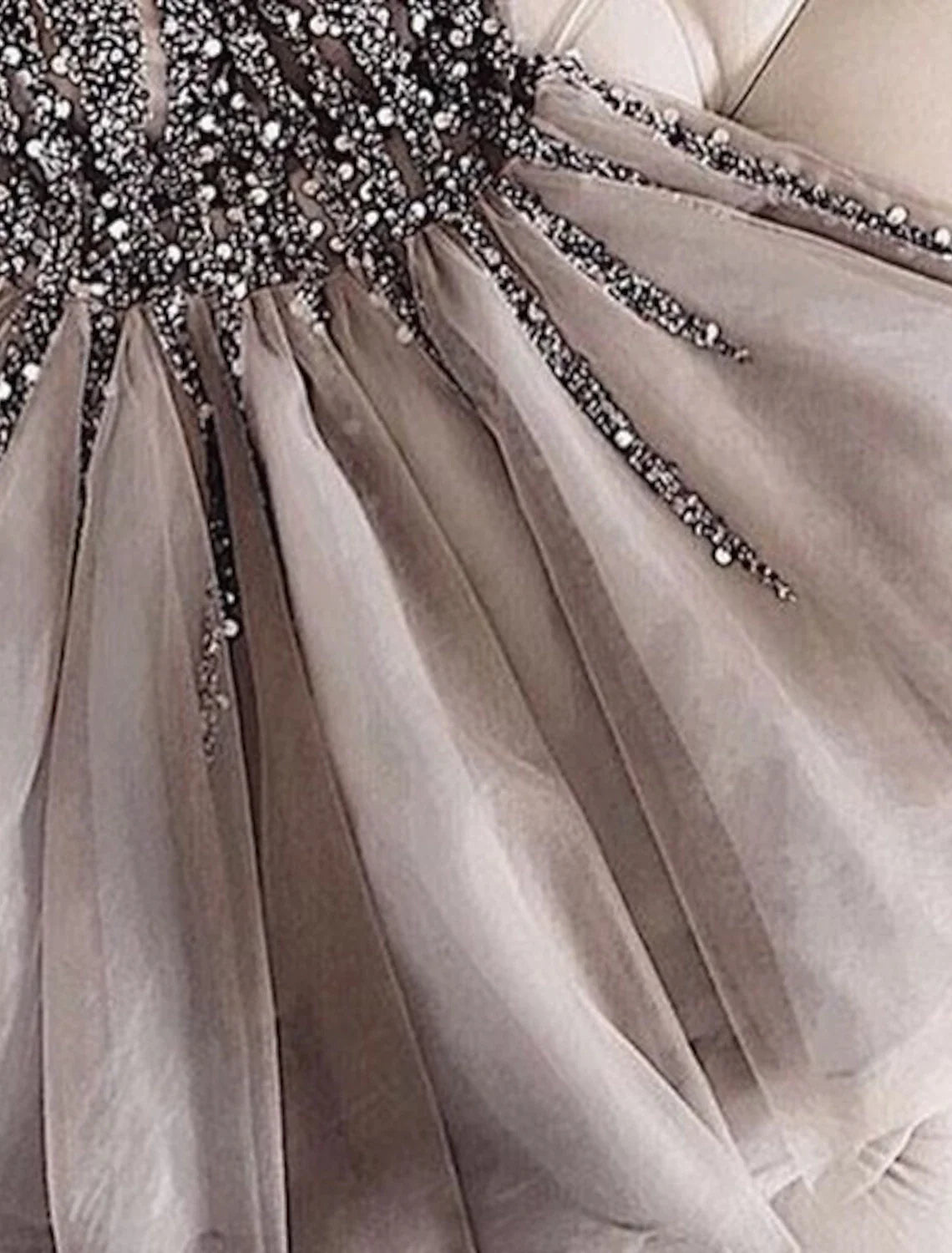 A-Line Homecoming Dresses Sparkle & Shine Dress Party Wear Birthday Short / Mini Sleeveless V Neck Tulle with Glitter