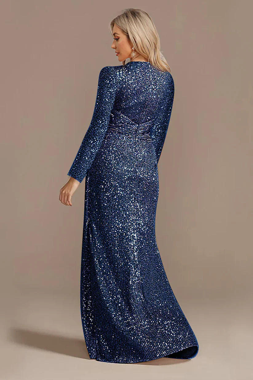 A-line Glitter Mother of the Bride Dress with Long Sleeves