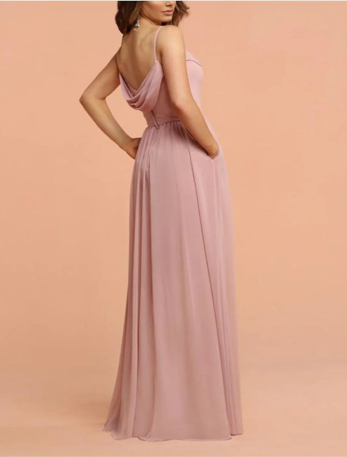 A-Line Bridesmaid Dress Straps / Sweetheart / Spaghetti Strap Sleeveless Elegant Floor Length Chiffon / Shantung with Pleats / Ruffles / Draping